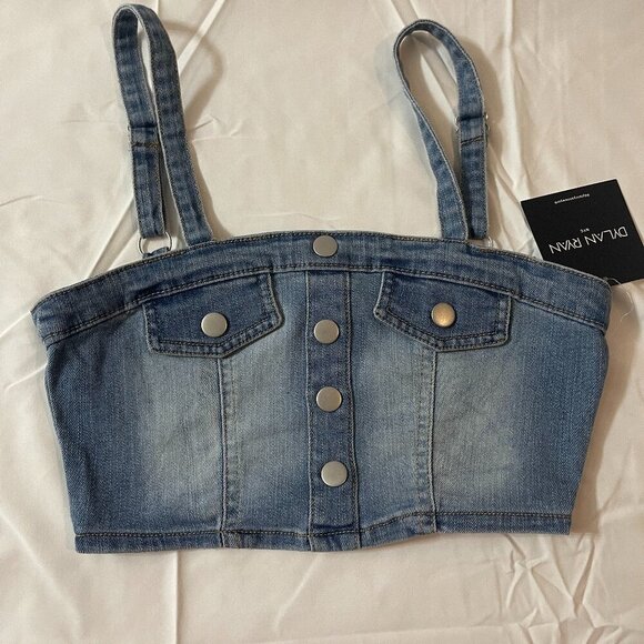 Dylan Ryan short blouse made of denim with a button design, elastic size S. - Picture 1 of 11